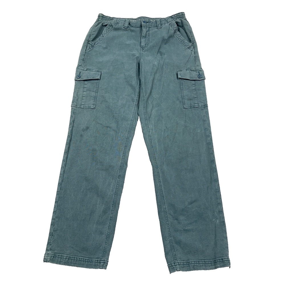American Eagle Cargo Pants Women 12 Long Green Jogger Stretch Retro Y2K 32x31 *